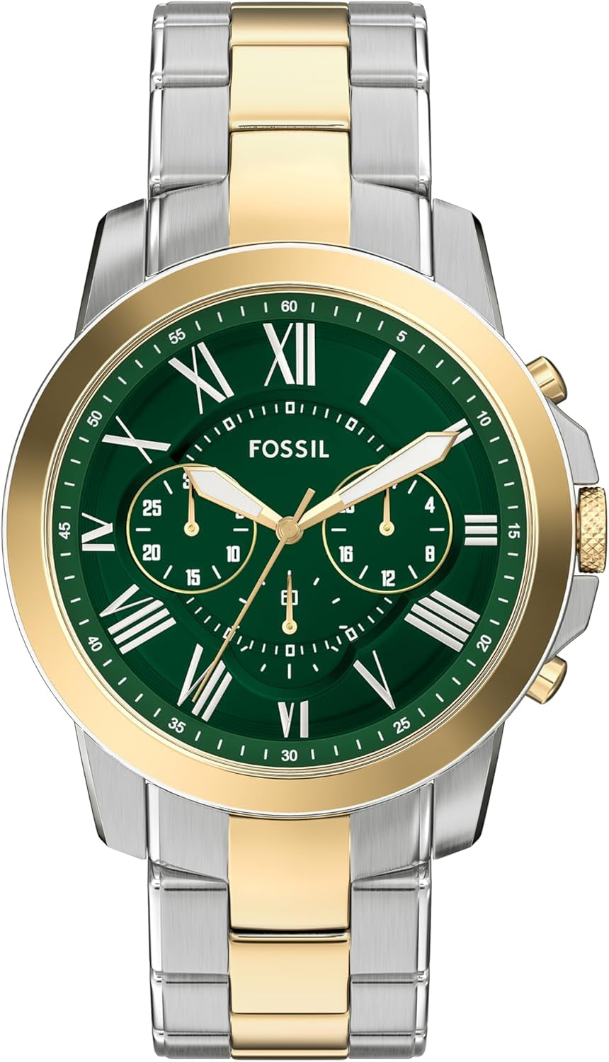 Men'S Grant Quartz Stainless Steel and Leather Chronograph Watch