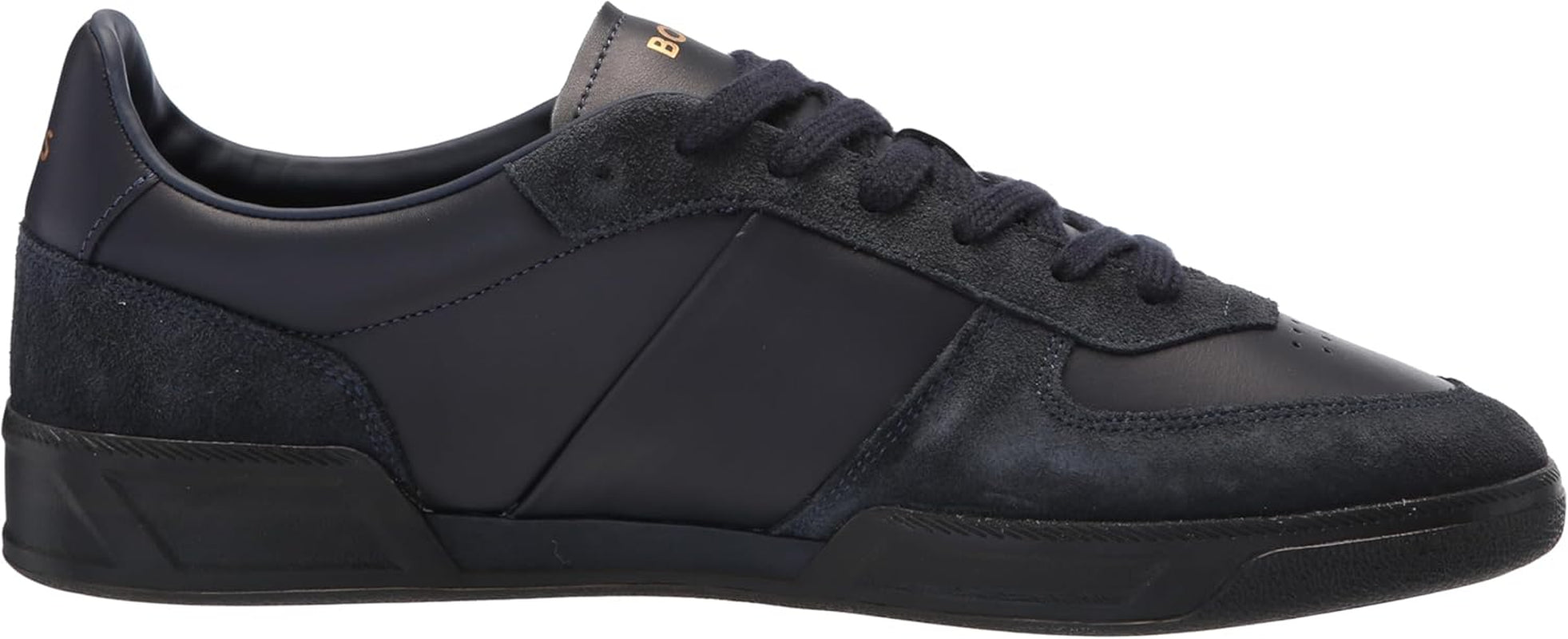 Mens Soft Leather Block Logo Low Top Sneaker