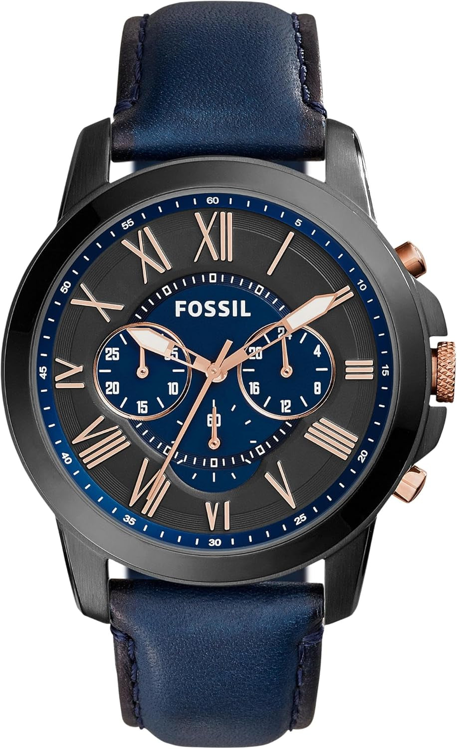 Men'S Grant Quartz Stainless Steel and Leather Chronograph Watch