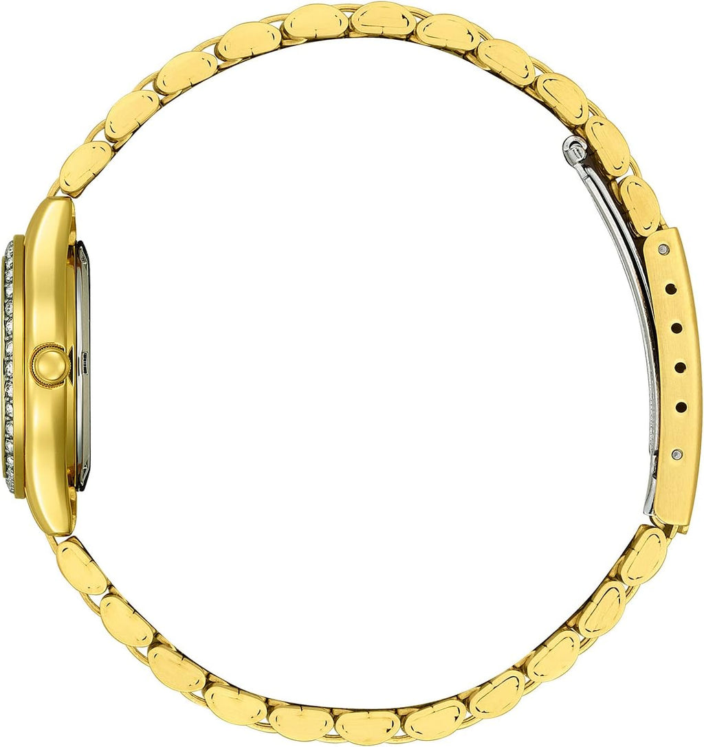 Ladies' Dress Quartz Stainless Steel Bracelet with Crystals and Day Date