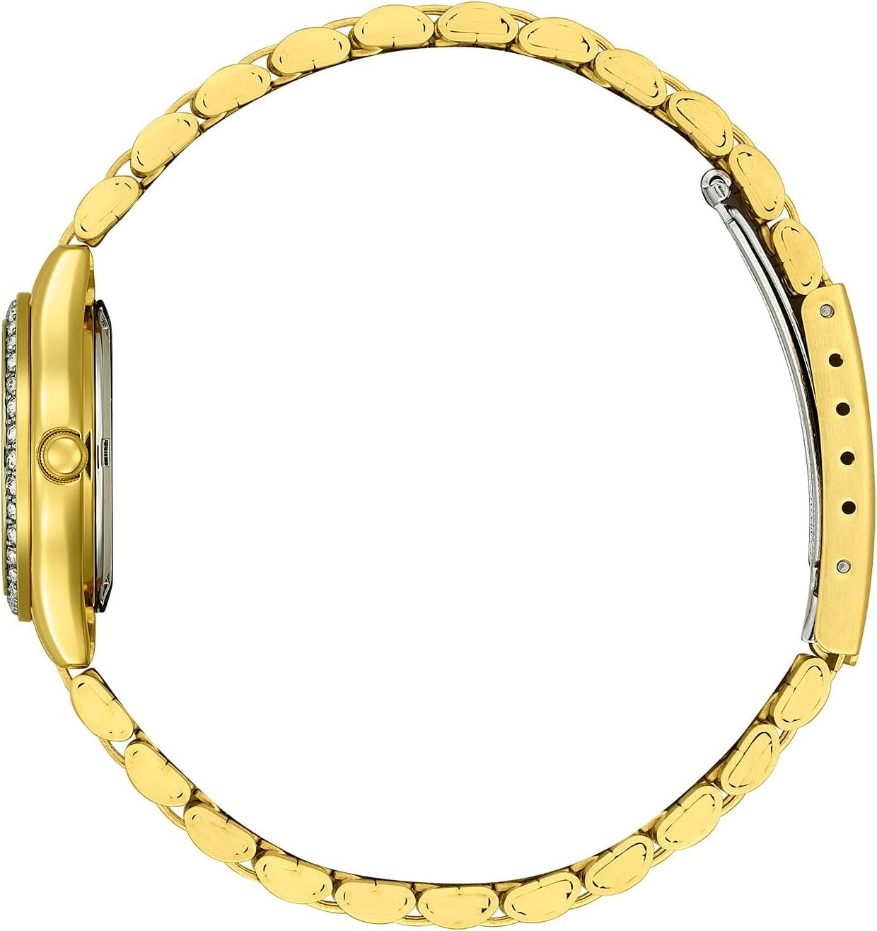 Ladies' Dress Quartz Stainless Steel Bracelet with Crystals and Day Date