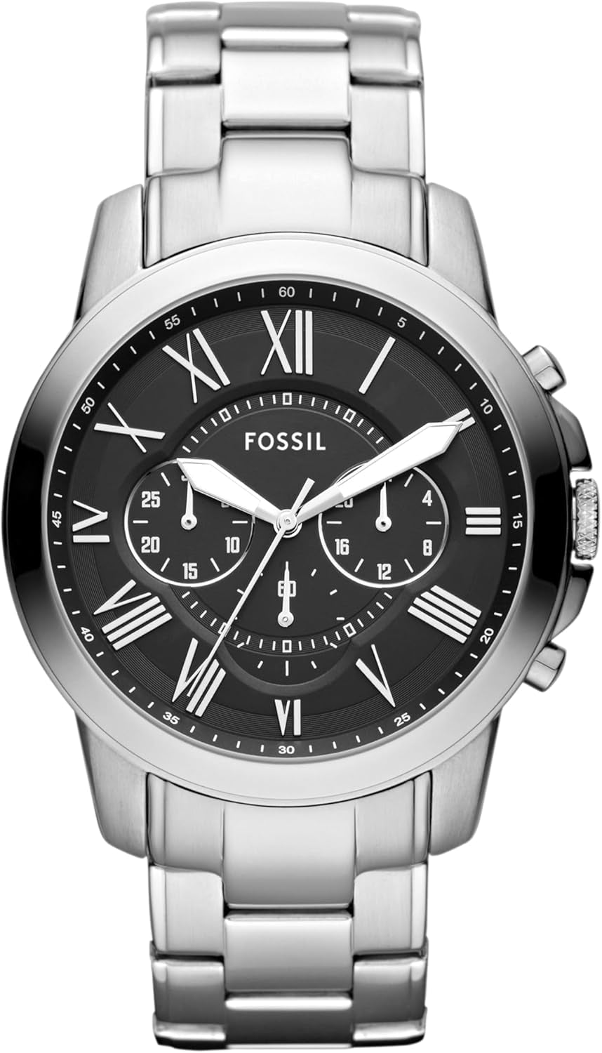 Men'S Grant Quartz Stainless Steel and Leather Chronograph Watch