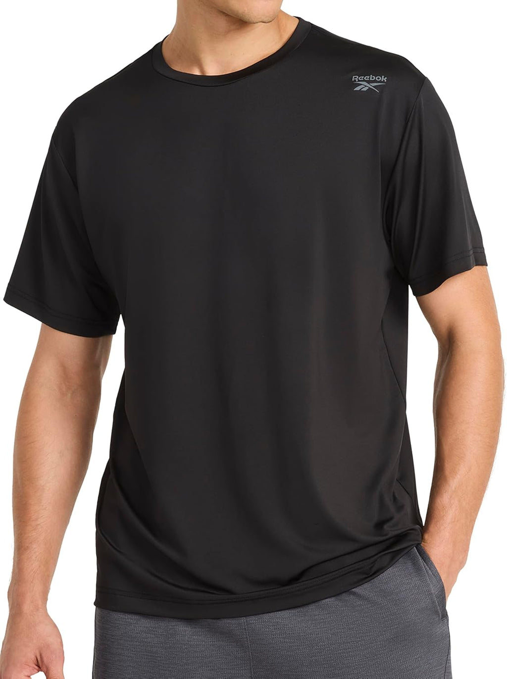 Men'S Reflective Small Logo Crewneck T-Shirt, Standard Fit, Lightweight Cool Touch Jersey Fabric