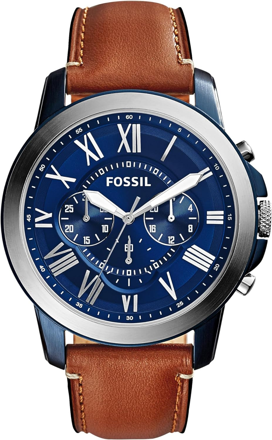 Men'S Grant Quartz Stainless Steel and Leather Chronograph Watch