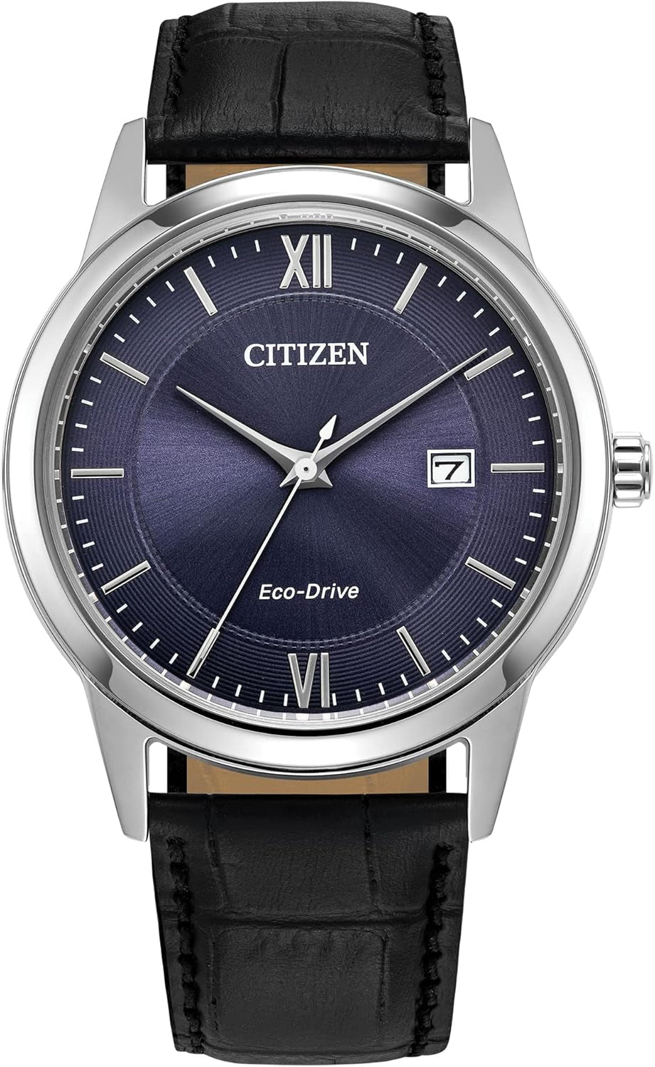 Men'S Classic Eco-Drive Leather Strap Watch, 3-Hand Date