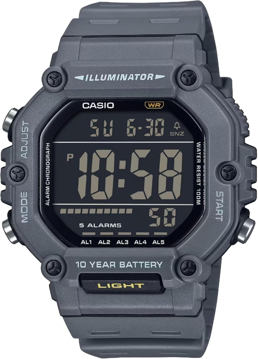 AE-1600H Series | Black | 10-Year Battery | LED Illuminator | Digital Watch