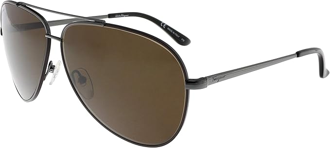 Salvatore Ferragamo Gafas de sol aviador SF131S 067 Gunmetal/Cocoa 2.362 in 131