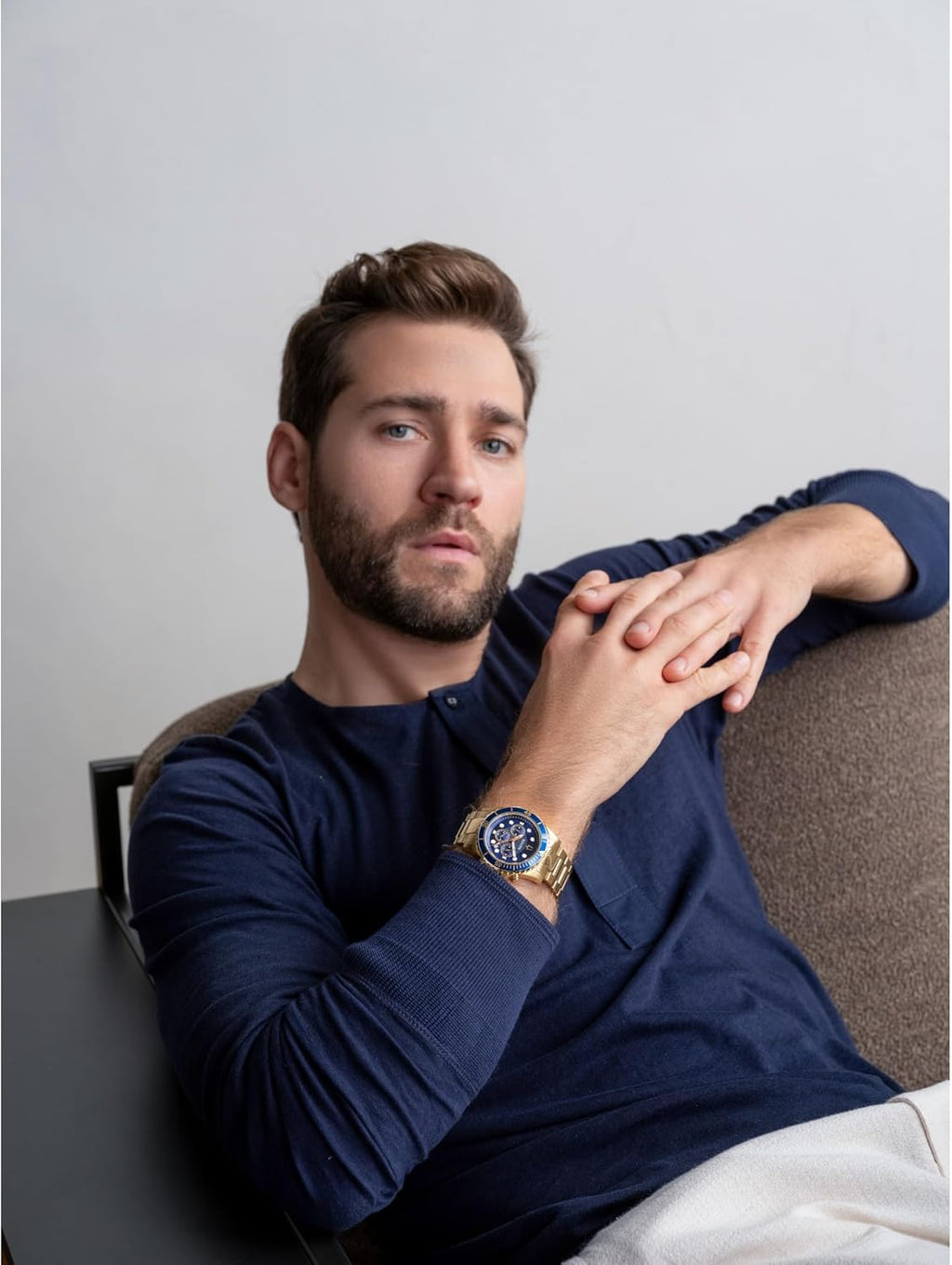 Men'S Classic Sport 6-Hand Chronograph Quartz Watch, Calendar Date, Luminous Hands and Markers, 100M Water Resistant, 44Mm