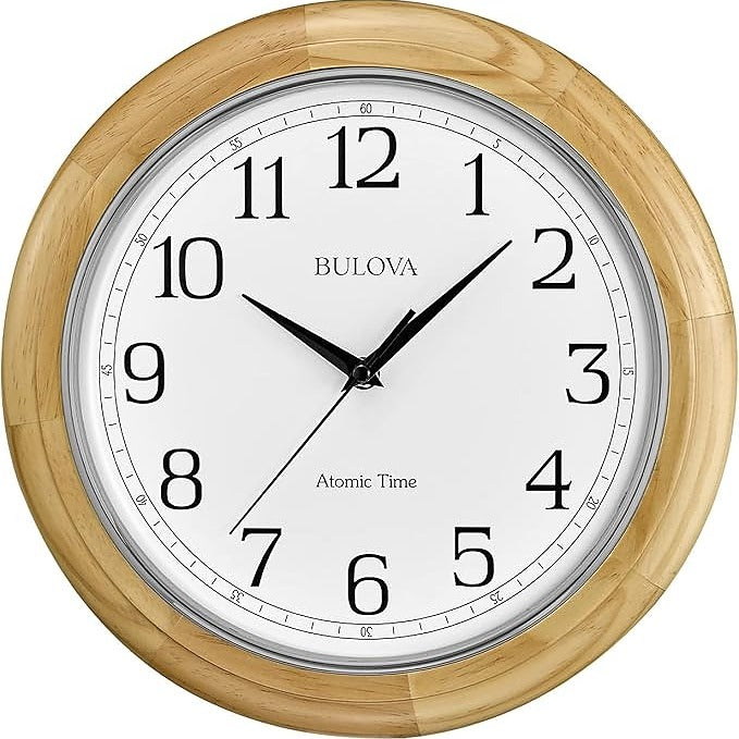 Bulova C5005 Reloj de pared analógico atómico de madera