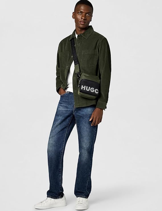HUGO mens Mesh Logo Small Crossbody Bag