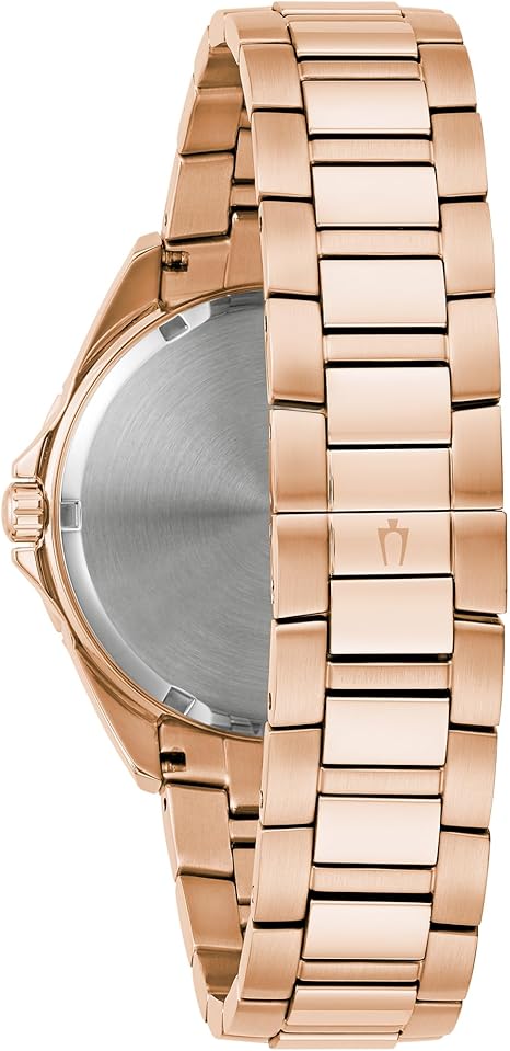 Bulova Reloj de hombre, con cristal, tono oro rosa