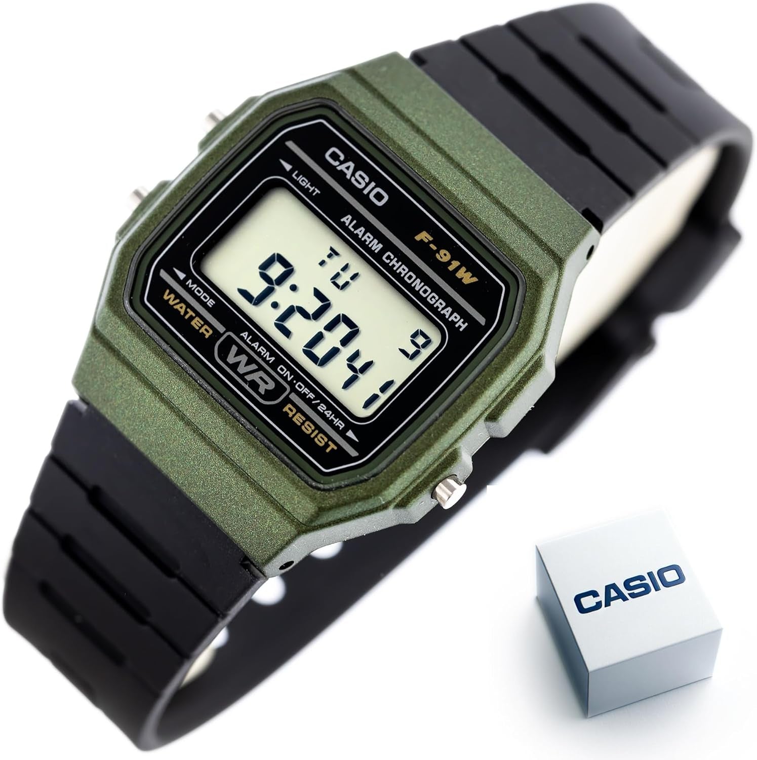F91W Series | Digital Watch | Water Resistant | LED Light | 1/100 SEC Stopwatch | Regular Time Keeping (HR, Min, SEC, PM, Date, Day) | Daily Alarm | Lightweight | 7 Year Battery