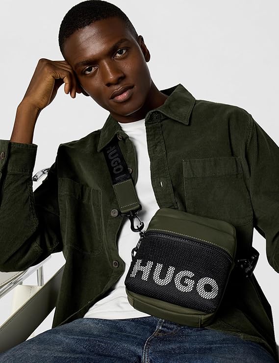 HUGO mens Mesh Logo Small Crossbody Bag