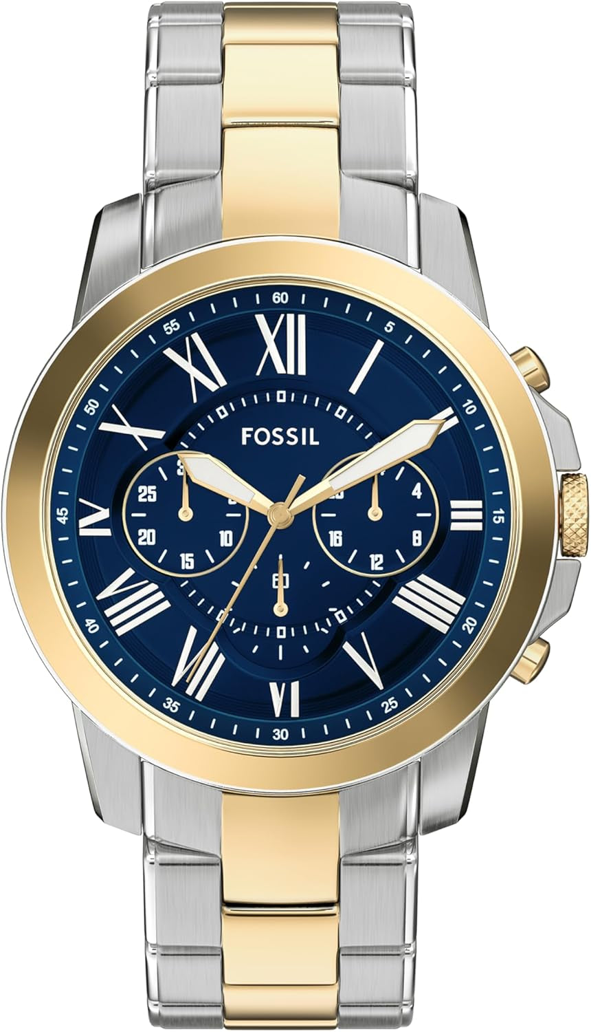 Men'S Grant Quartz Stainless Steel and Leather Chronograph Watch