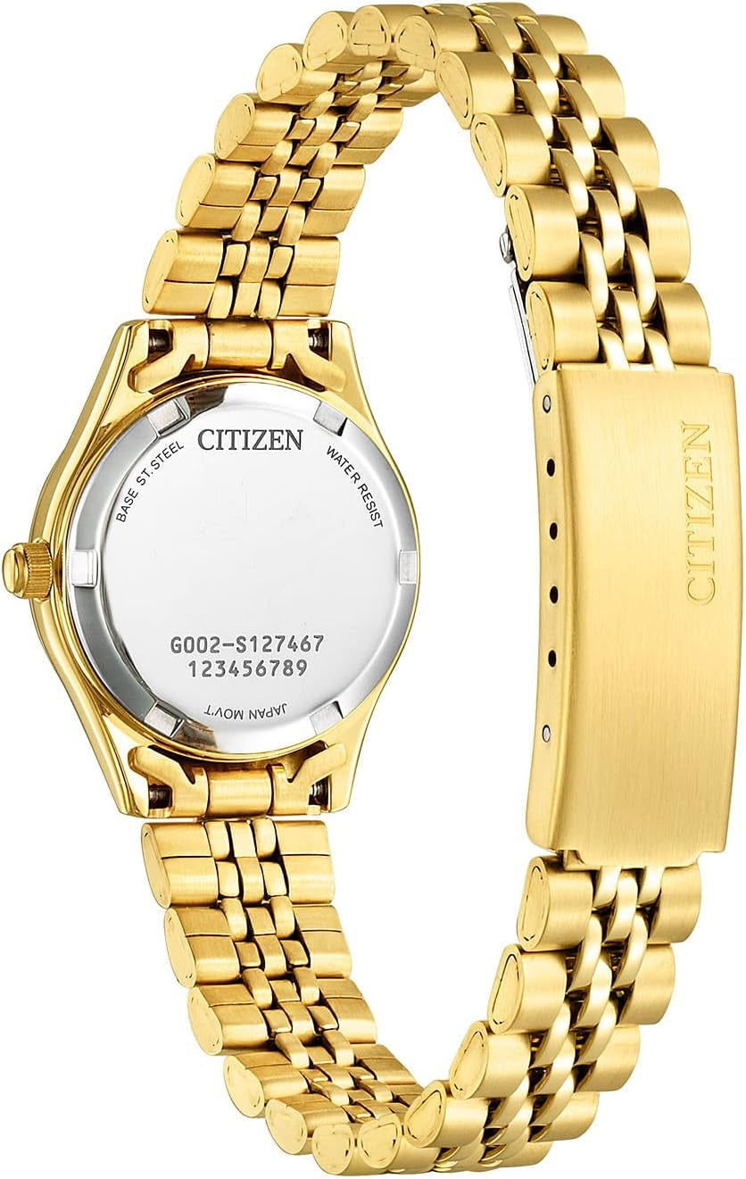 Ladies' Dress Quartz Stainless Steel Bracelet with Crystals and Day Date
