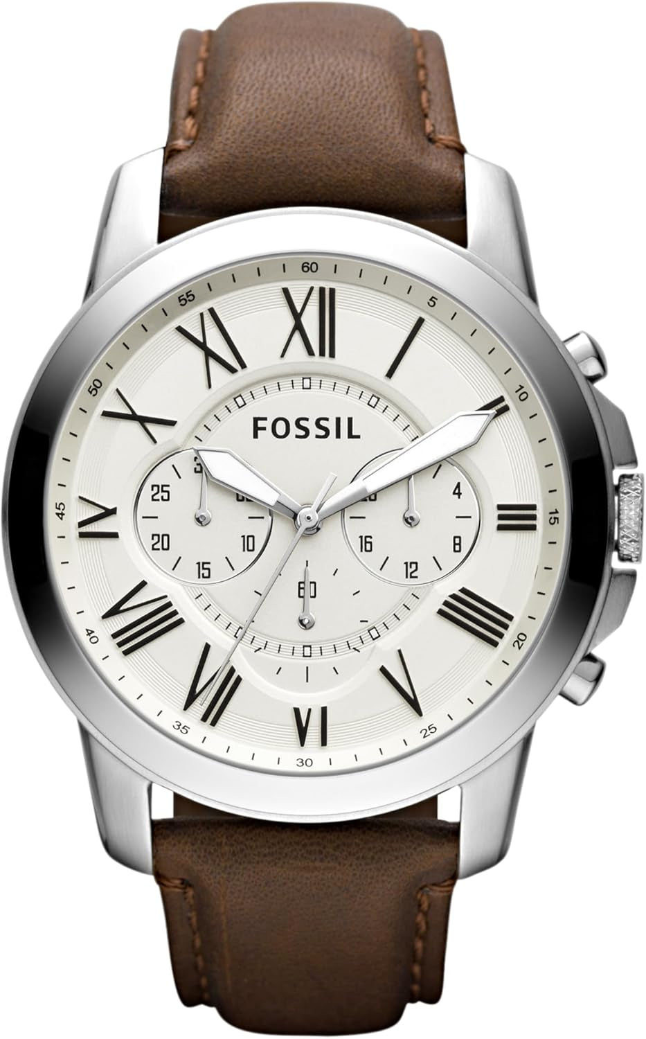 Men'S Grant Quartz Stainless Steel and Leather Chronograph Watch