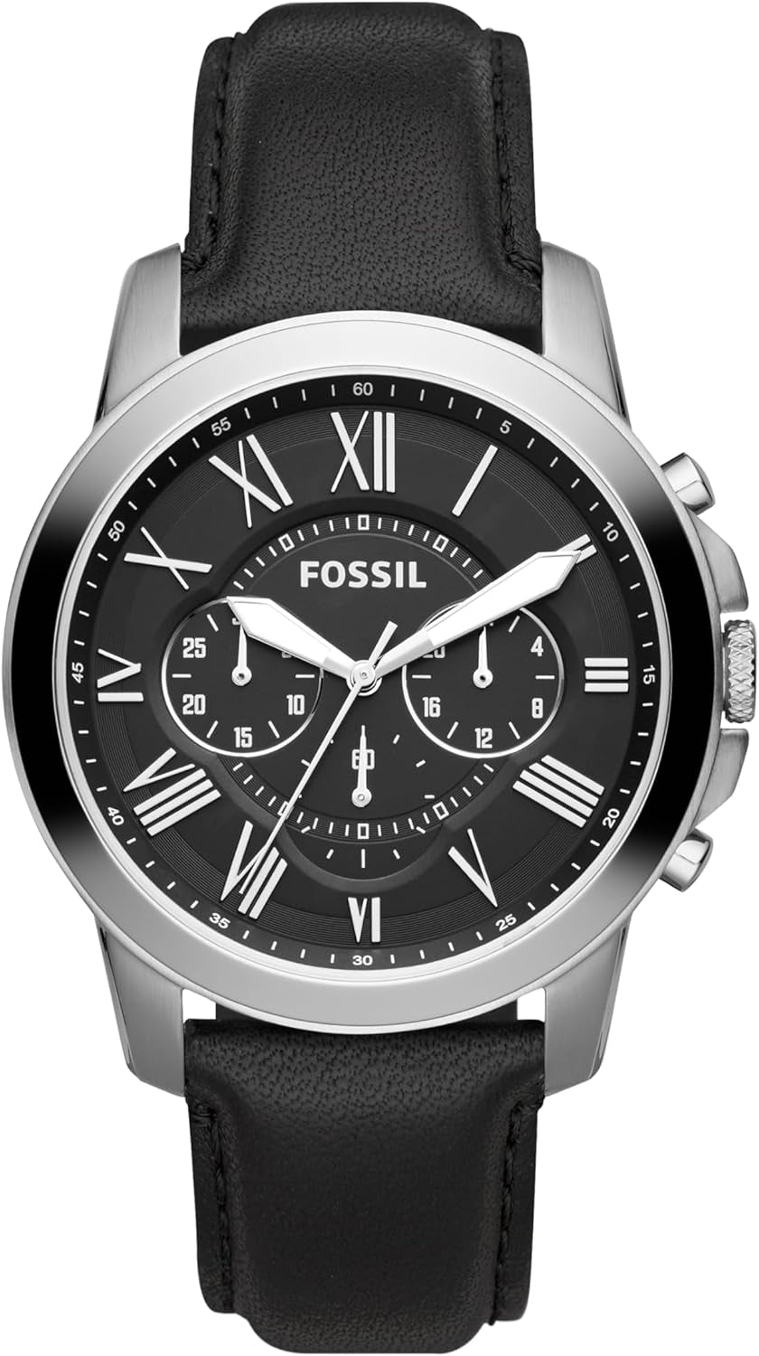 Men'S Grant Quartz Stainless Steel and Leather Chronograph Watch