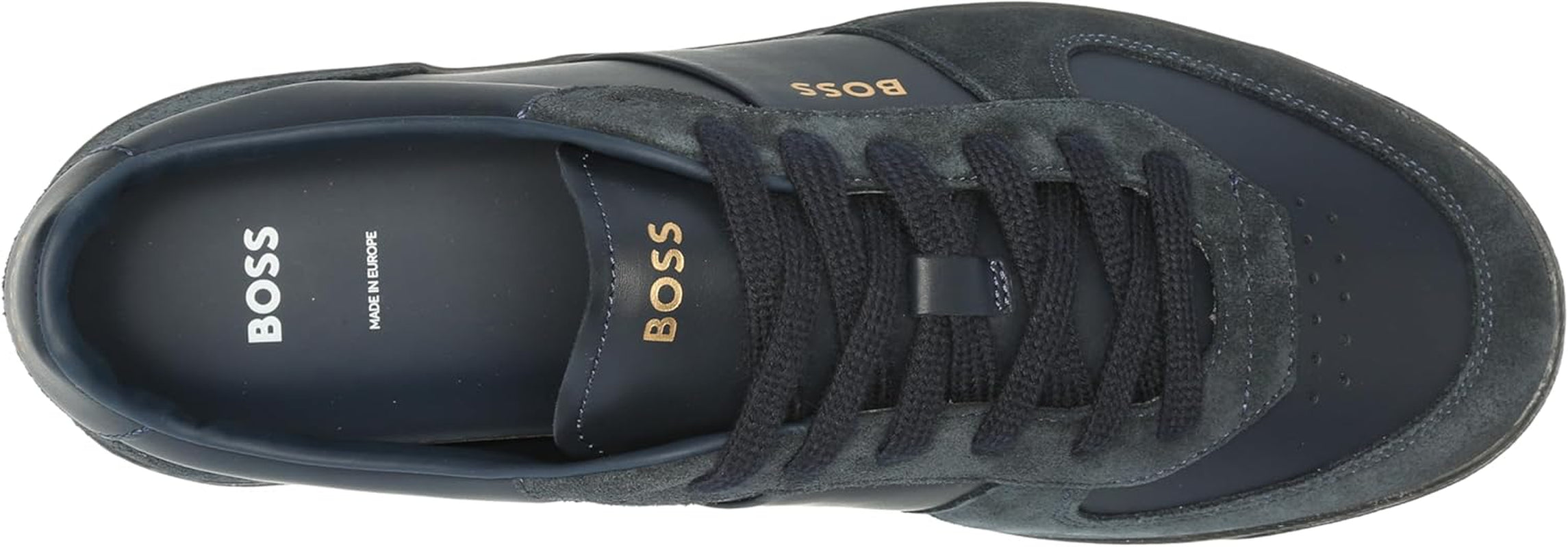 Mens Soft Leather Block Logo Low Top Sneaker