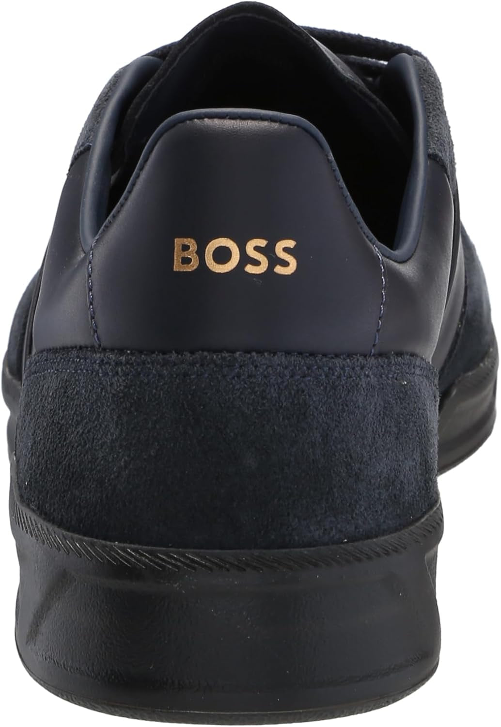Mens Soft Leather Block Logo Low Top Sneaker