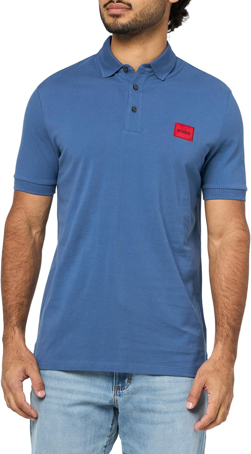 Men'S Slim Fit Square Logo Cotton Polo Shirt