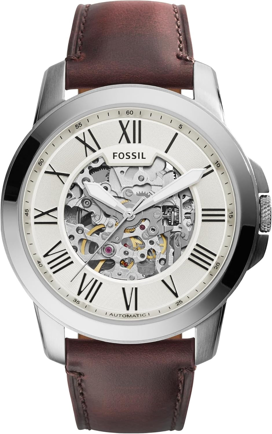 Men'S Grant Quartz Stainless Steel and Leather Chronograph Watch