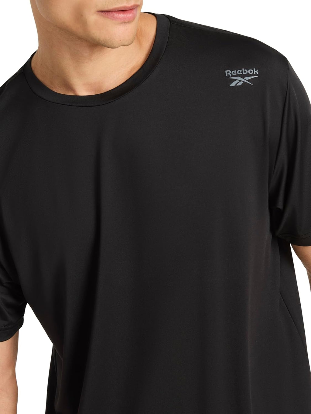 Men'S Reflective Small Logo Crewneck T-Shirt, Standard Fit, Lightweight Cool Touch Jersey Fabric