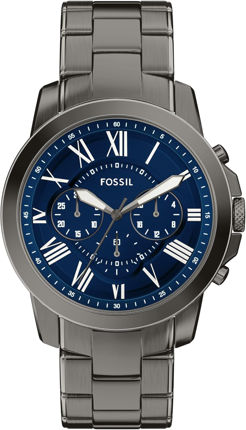 Men'S Grant Quartz Stainless Steel and Leather Chronograph Watch