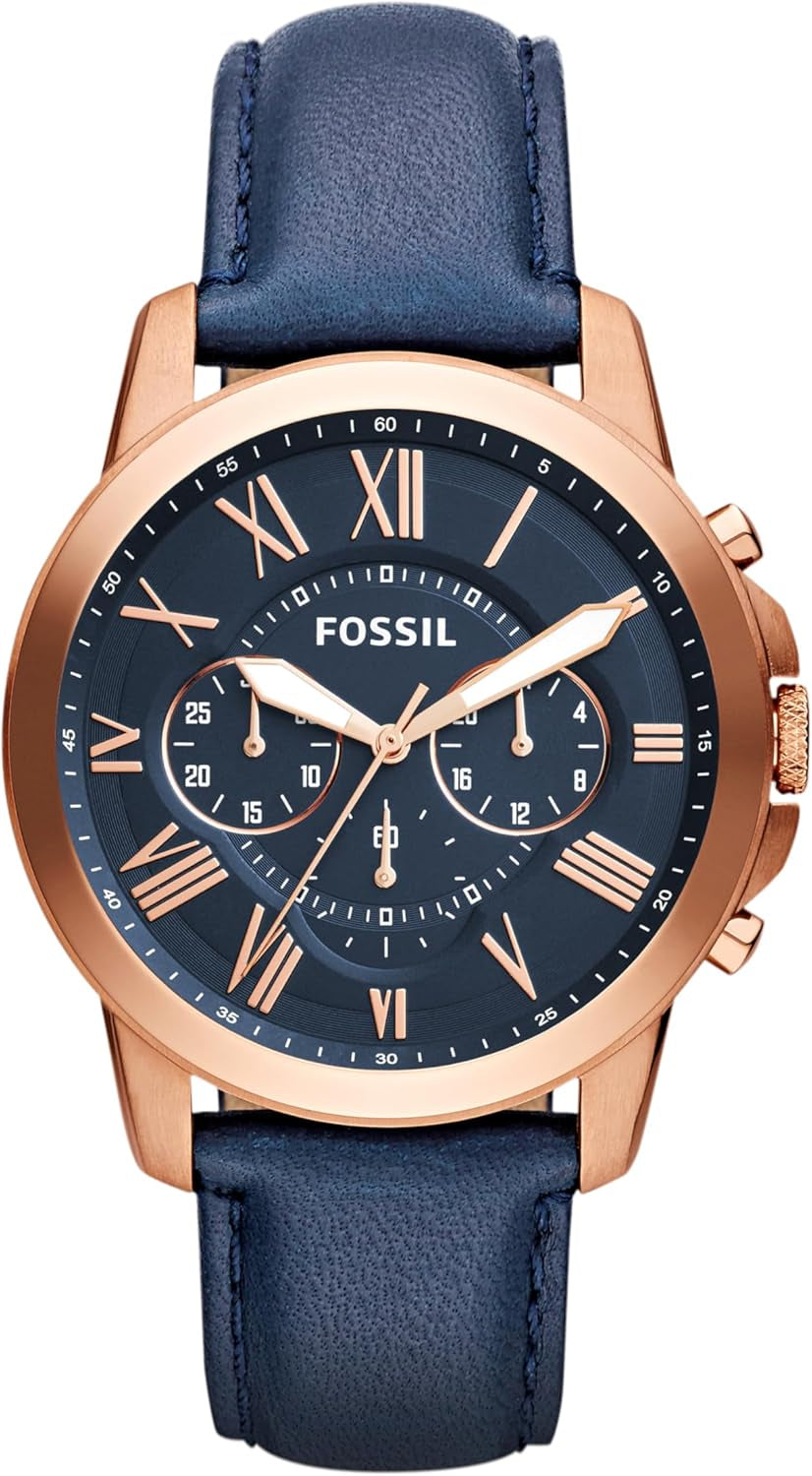 Men'S Grant Quartz Stainless Steel and Leather Chronograph Watch