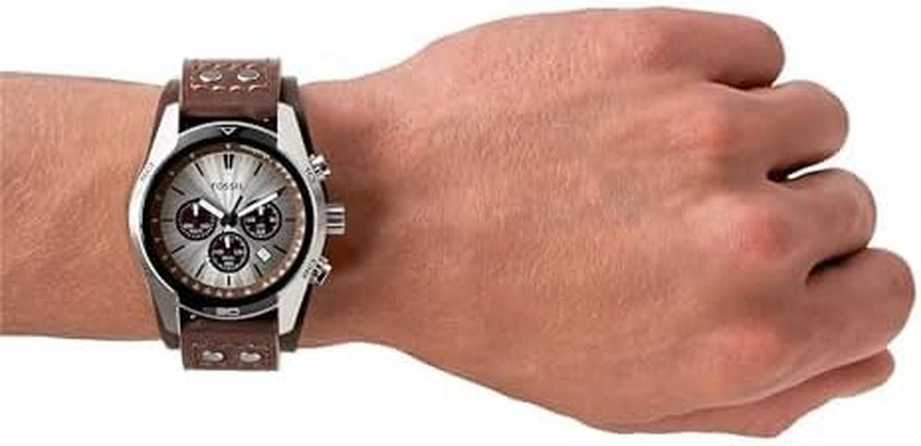 Men'S Coachman Quartz Stainless Steel and Leather Chronograph Watch