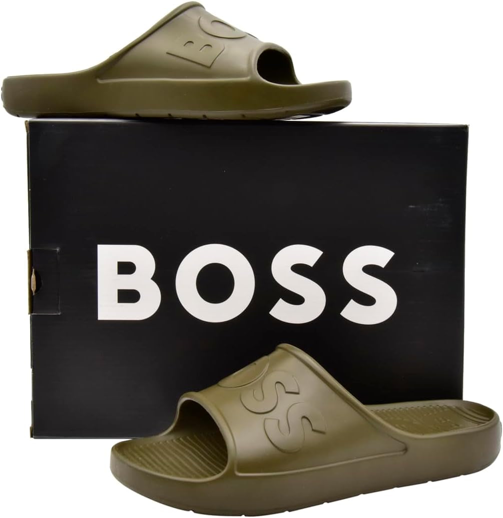 Mens Bold Logo Vinyl Slide Sandals