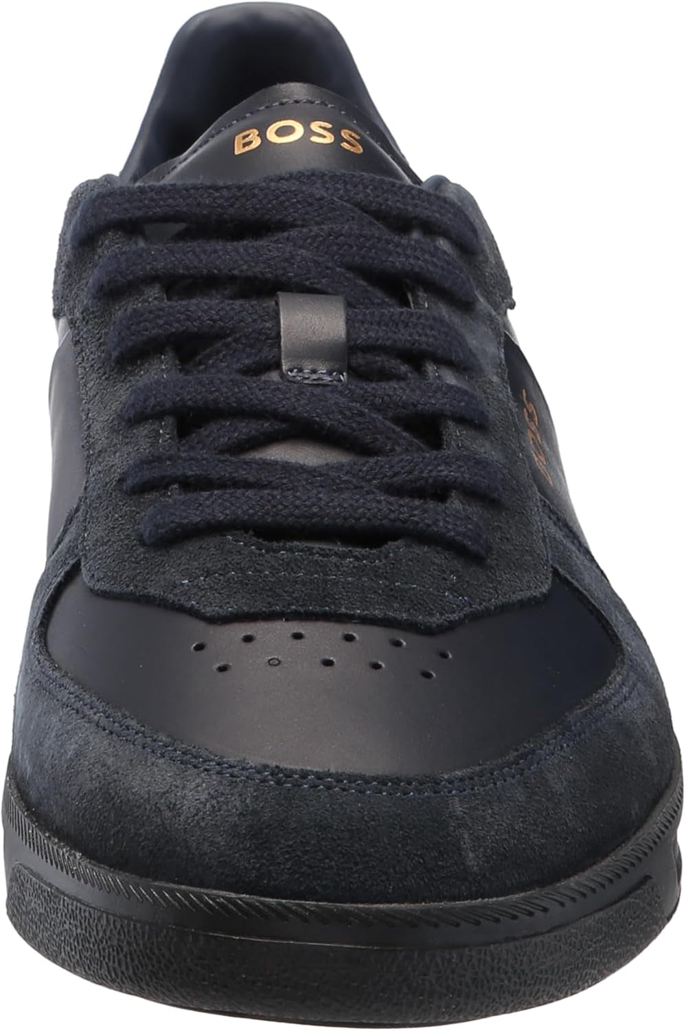 Mens Soft Leather Block Logo Low Top Sneaker