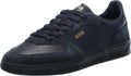 Mens Soft Leather Block Logo Low Top Sneaker